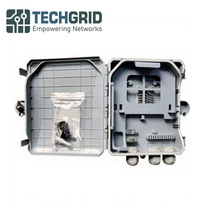 Caja de Distribución Exterior FTTH con Divisor PLC 1:8 – Caja Terminal de Fibra Óptica