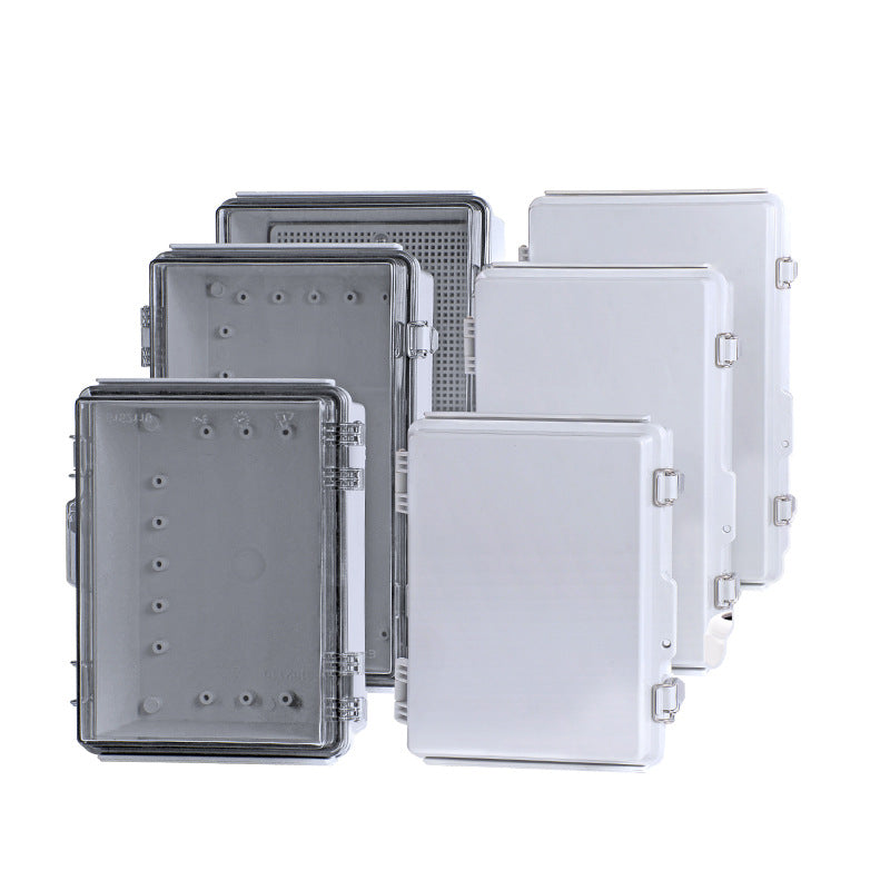 ABS plastic waterproof box, indoor and outdoor monitoring, power distribution junction box, white transparent power cable, rainproof junction box