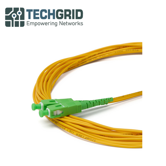 Cable Patch de Fibra Óptica SC/APC a SC/APC OS2 – 1 Metro, Monomodo 9/125μm, Simplex, Color Amarillo