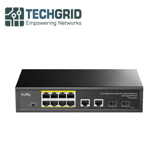 CUDY GS1010PS2 — Switch Gigabit PoE+ 8 Puertos + 2 Uplink GbE + 2 SFP | 120W