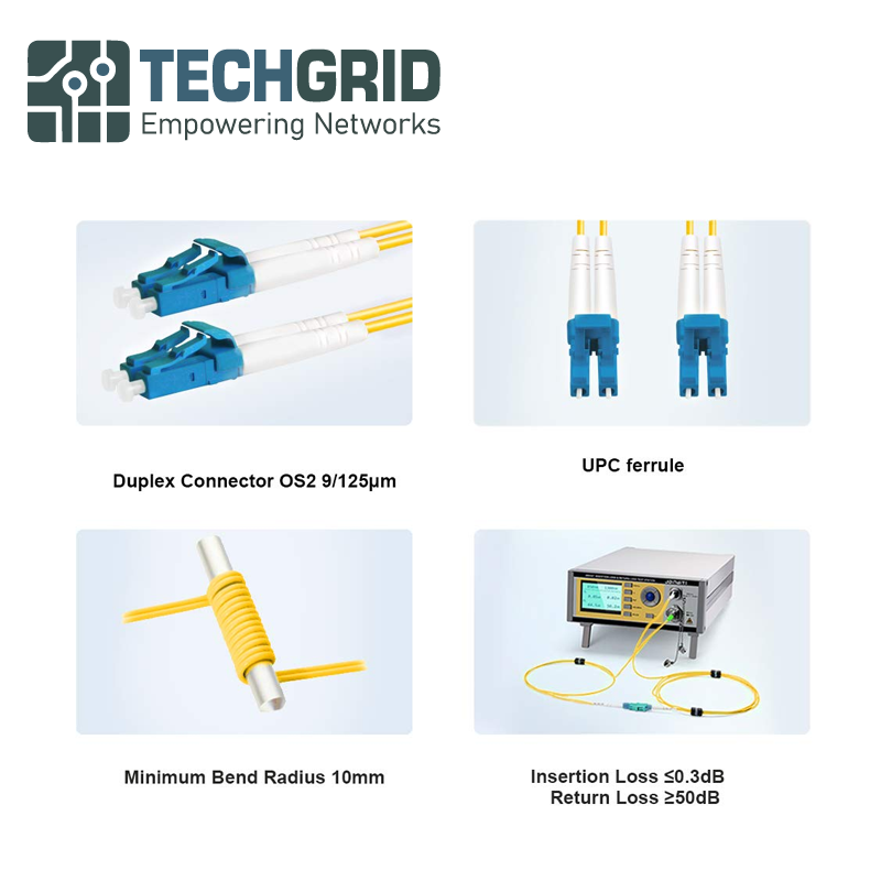 Cable de Fibra Óptica LC a LC OS2 SM 9/125μm – 2m (7ft)