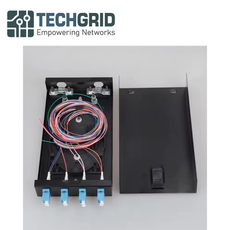 Fiber Optic Terminal Box 8 Core LC UPC – 4 Puertos con Pigtail y Adaptadores