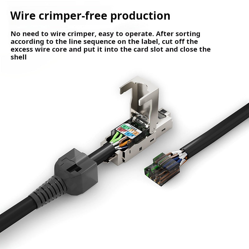 Tool-Free RJ45 Connector, CAT6A CAT7 CAT8 Field Termination Plug, Gold Plated Modular Plug, UTP CAT6A CAT7 CAT8 Connector Tool Less for CAT6A CAT7 CAT8, CAT6A CAT7 CAT8 Network Cable